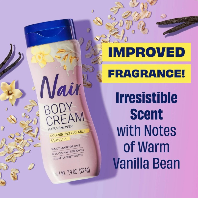 Nair Body Cream Hair Remover, Oat Milk & Vanilla, Body