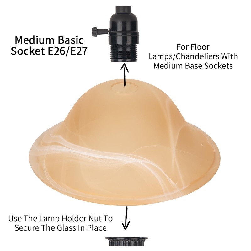 Glass Lamp Shade Replacement for Torchiere Floor Lamps，Lamp Shade for
