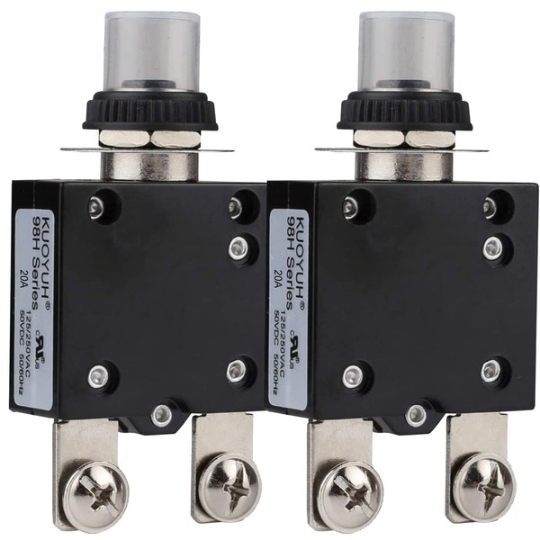 DIYhz Thermal Circuit Breaker,98 Series 20A 125/250VAC Circuit Breaker Push-Button