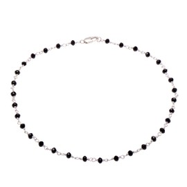 Joseph Brothers Handmade Black and White Beaded Necklace Regular Chain Choker for Women, 16 Inches