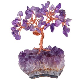 Mookaitedecor Amethyst Crystal Tree with electroplated colourful quartz base and wrapping with copper wire, beautiful symbol for wealth and happiness, family office decoration