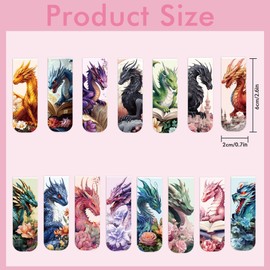 Dragon Floral Book Magnetic Bookmarks: 30 PCS Fantastic Dragon Book Mark Clips for Men Teens, Mythical Creature Book Accessories, Cool Reading Gifts for Men Boys Book Lovers, School Office Supplies