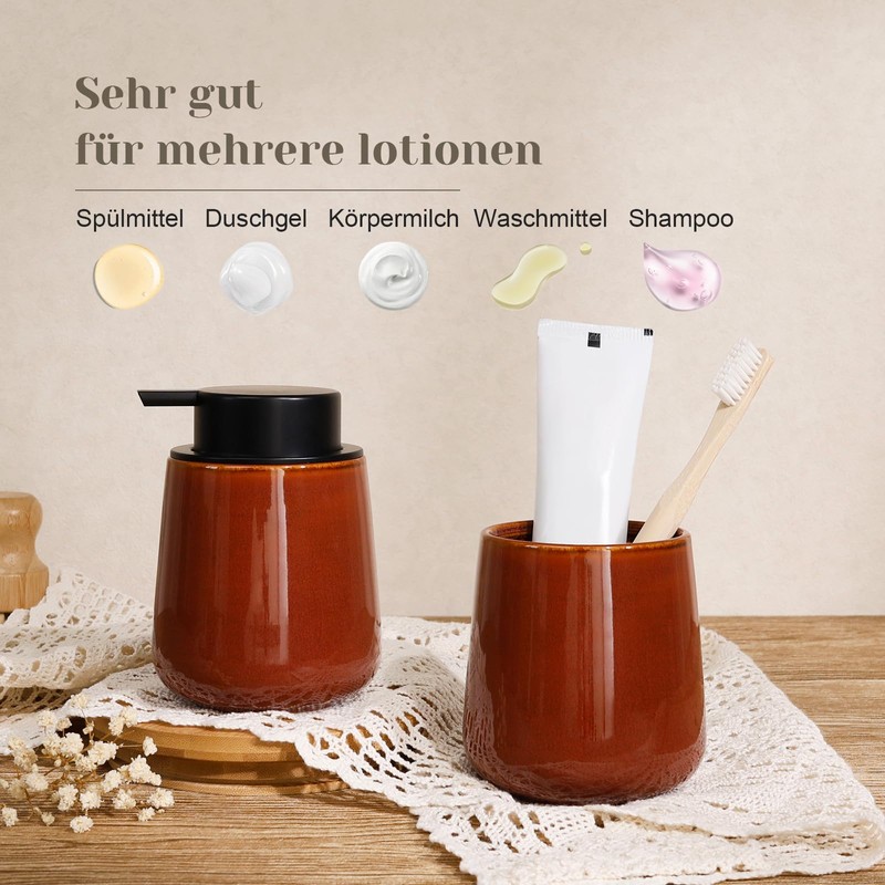 Autumnlife Ceramic Soap Dispenser - 12 oz Refillable Hand Lotion