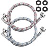 【UPGRADED】4FT Stainless Steel Washer Hoses with 90 Degree Elbows by
