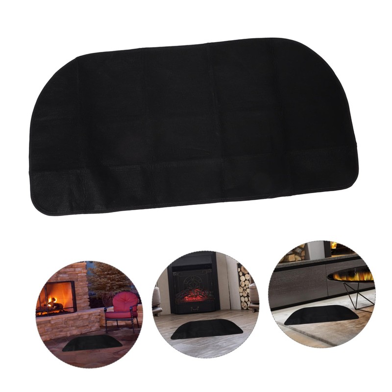 FUNOMOCYA Fireproof Half Fireplace Rug Mat Stylish Floor Protector for