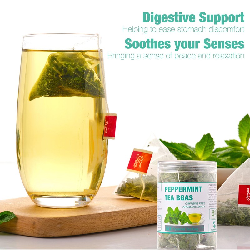 50 Peppermint Tea Bags, Herbal Mint Tea Bags, Traditional Dried