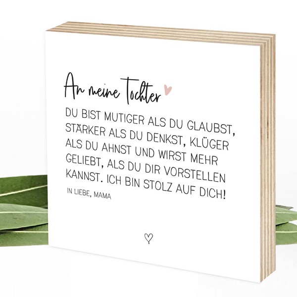 Wunderpixel® Holzbild Mutige Tochter - Geschenk von Mama - 15x15x2cm