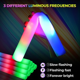 HONLYNE 142 PCS Glow in the Dark Party Supplies, 14PCS Foam Glow Sticks, 14PCS Light Up Headband,14PCS LED Glasses and 100PCS Glow Sticks Bracelets,for Glow Party, New Year, Wedding, Concert, Birthday