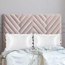 PiccoCasa Luxury Ruffled Pillow Shams Set of 2, Retro Silky Pillow Cover with Ruffle, 85 GSM Satin Pillowcases with Envelope Closure King White