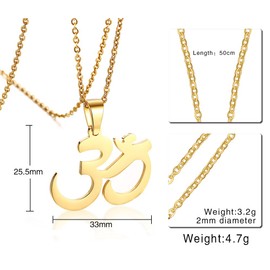 VNOX 18K Gold Plated Stainless Steel Om Yoga Pendant Necklace for Men Women,Free Chain 20"