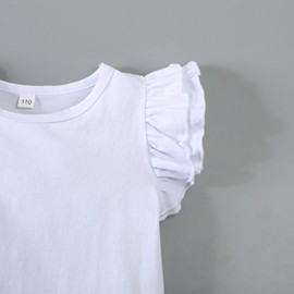 LYQTloml 12M-6Y Baby Girl Blouse Toddler Ruffle T-Shirts Kids Girl Solid Color Tee Casual Tops for Girls