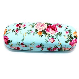 Hard Shell Light Portable Eyeglasses Case Glasses Case Spectacles Box for Sunglass Reading Glasses (light blue flower)
