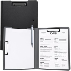 SFLHHDM Clipboard, A3/A4 Compatible Double Sided Binder, 360 Degree Foldable, Clip Holder, A4 Folding, Double Clip Conference Pad Waterproof Vertical Horizontal for Office, School, Home, Work (1 Black