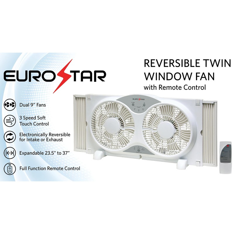 EUROSTAR Twin Window Fan, White, 37"