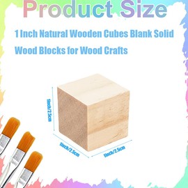 ZQYYQZ 50 Pieces 1 Inch Wooden Cubes, Unfinished Blank Wood Square Blocks, Wood Craft Cubes for Painting Decorating Crafting DIY Project