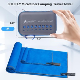SHEEFLY Microfibre Travel Quick Dry Towel,Ultra Compact Soft Lightweight Gym Towel for Beach Sports Swimming Gym Yoga Camping Hiking (M:70cm*120cm+30cm*60cm-Dark Blue)