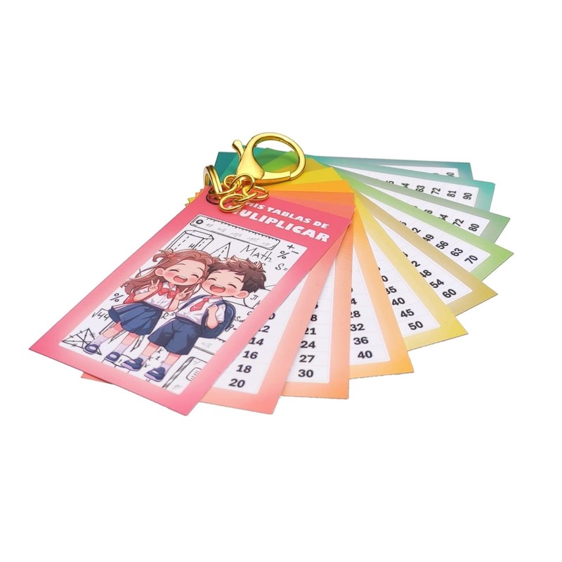 Llavero Didáctico de Tablas de Multiplicar Primaria Material Indispensable Escolar