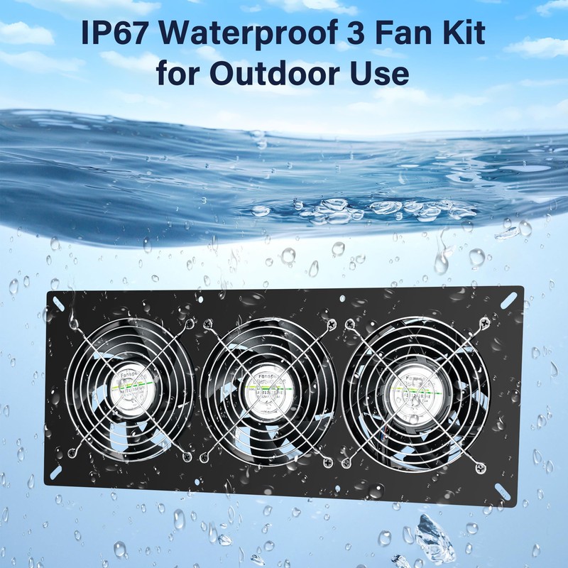 Fanspex Solar 3 Fan Kit, 25W Waterproofed Solar Powered Fans