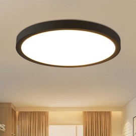 ZMH Ceiling Light LED Ceiling Light Flat Bedroom Lamp Diameter 22 cm Bathroom Lamp Black 15 W Bedroom Ceiling Lighting Bathroom Lamp IP44 Kitchen Lamp Round Hallway Lamp Warm White for Bathroom