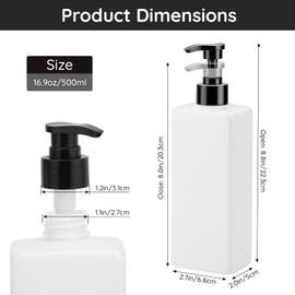 Segbeauty Shampoo Dispenser, Pack of 8, 500 ml Soap Dispenser, White, Shampoo Dispenser for Shower, Plastic Soap Dispenser with Waterproof Labels, Kitchen Soap Dispenser Set