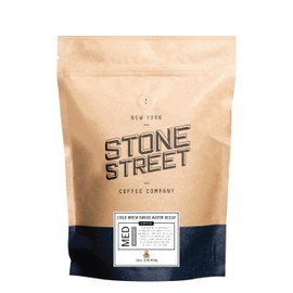 Stone Street Cold Brew Decaf Coffee Beans, Swiss Water Process, Low Acid, 100% Arabica, Gourmet Coffee, Medium Roast, Whole Bean, 1 LB