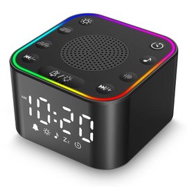 White Noise Sound Machine, Alarm Clock with Sound Machine for Sleeping, White Noise Machine with Digital Clock for Bedrooms, RGB Night Light, 30 Soothing Sounds for Baby Kids Adults