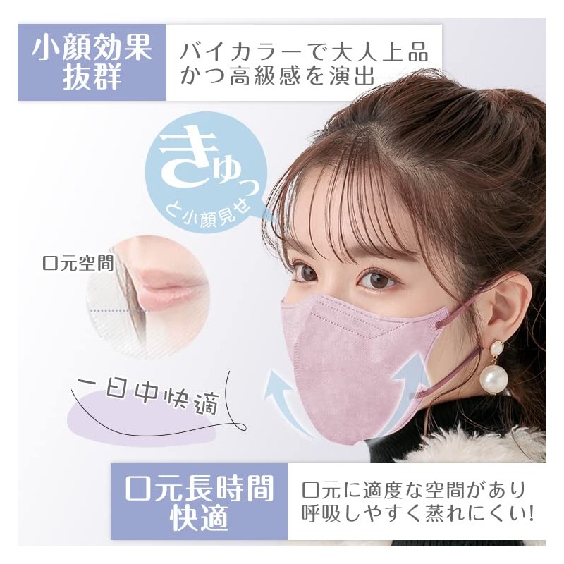 [雑貨の国のアリス] 5D小顔マスク 不織布 小顔マスク 20枚 5D立体 3層 立体マスク 99%カット (Ｍサイズ,