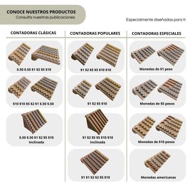 Contador de monedas mexicanas para $1 $2 $5 $10 versión chica. Organizador de monedas, marimba para monedas mexicanas, contadora de monedas, porta monedas. Contadoras y Más RF