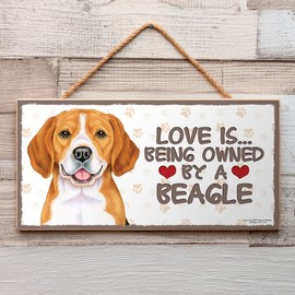 Beagle Pet Sign with Graphic and Saying Warning Sign, Wooden Plaque, House Sign. Suitable as a Door Gate Sign Wall Decoration for Indoor and Protected Outdoor Use