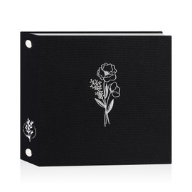 Lanpn 8x8 inch Scrapbook Photo Album, Linen Cover Archival Acid Free Top Load 3 Ring Folder Binder Photo Book 8 x 8 with 30 Plastic Sleeves 60 Pages (Black)