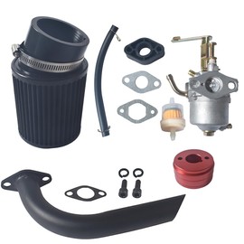 New upgrade Carburetor Carb Black Air Filter Adapter Black Exhaust Pipe Stage 2 Kit for 79cc Predator 98cc 3.0HP Coleman Powersports CT100U CC100X Mini Bike Go Kart Motor Engine Performance Parts