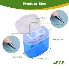 Pencil Sharpener with Container, Pencil Sharpener, Colorful Double Hole Pencil Sharpener and Manual Pencil Sharpener, Oval Sharpener for School and Office, Pack of 4