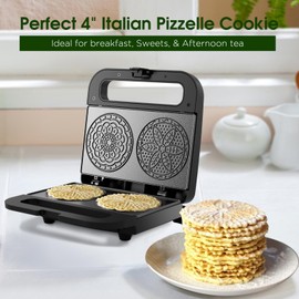 Pizzelle Maker Machine, Mini Non-stick Electric Pizzelle Cookie Baker for Holiday, Party, Treat (Ceramic Coating, 2 * 4") (ceramic coating)