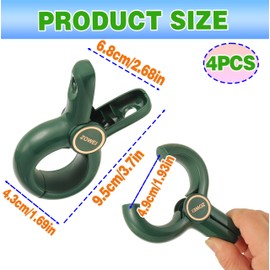 Pack of 4 Large Clothes Pegs, Towel Clips, Beach Towel Clips, Windproof Pegs on Beach and Clothes Pegs for Daily, Laundry, Bath Towel, Bed Linen, Thick Clothing (Green)