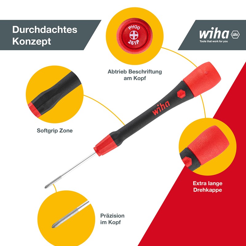 Wiha PicoFinish® 42990 Precision Screwdriver Set, Slotted, Phillips 7 Pieces