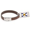 Nova Scotia Flag Leather Luggage Tag Steel Engraved Text