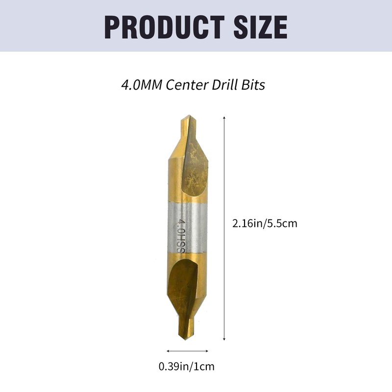 MDEOOSKY 10 Pcs 4.0MM Center Drill Bits Set, M2 High