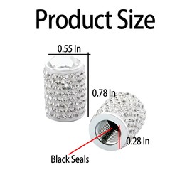 zipelo Bling Valve Stem Caps, 4 Pack Crystal Rhinestone Car Tire Valve Covers, Dustproof Stem Cap for Auto Wheel, Sparkling Tire Air Valves Cover, Universal for Most Vehicles (White)