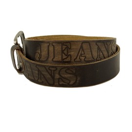 Piotrst Cockle Full Leather Men's Brown Leather Belt with Embossing Duty Belt Leather Belt Jeans Belt 4 cm Wide Kurzbar - brown, size: 100