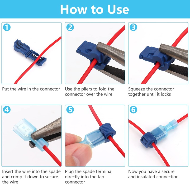 120 Pcs Quick Splice Wire Terminals, Male & Female Blue