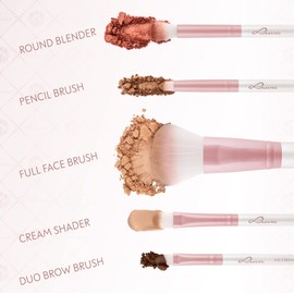 Luvia Make-Up Brush Set, Daily Selection Brush Set, Powder, Eyebrow and Eye Brushes in Set, 5 Vegan Cosmetic Brushes