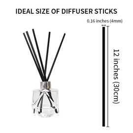50PCS Black Fiber Reed Diffuser Sticks 12 Inch Long 4mm Diameter Strong Absorption Refill Replacement Reeds for Diffuser Stick Essential Oil Scented Aroma Fragrance Rod for Home Office Spa