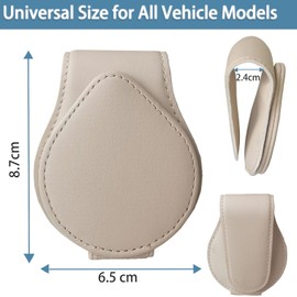 Pack of 2 Glasses Holders for Car, PU Leather Sunglasses Holder Car, Glasses Clip Car with Strong Magnetism, Car Accessories Interior Decoration, Sunglasses Holder for Car Sun Visor, Beige