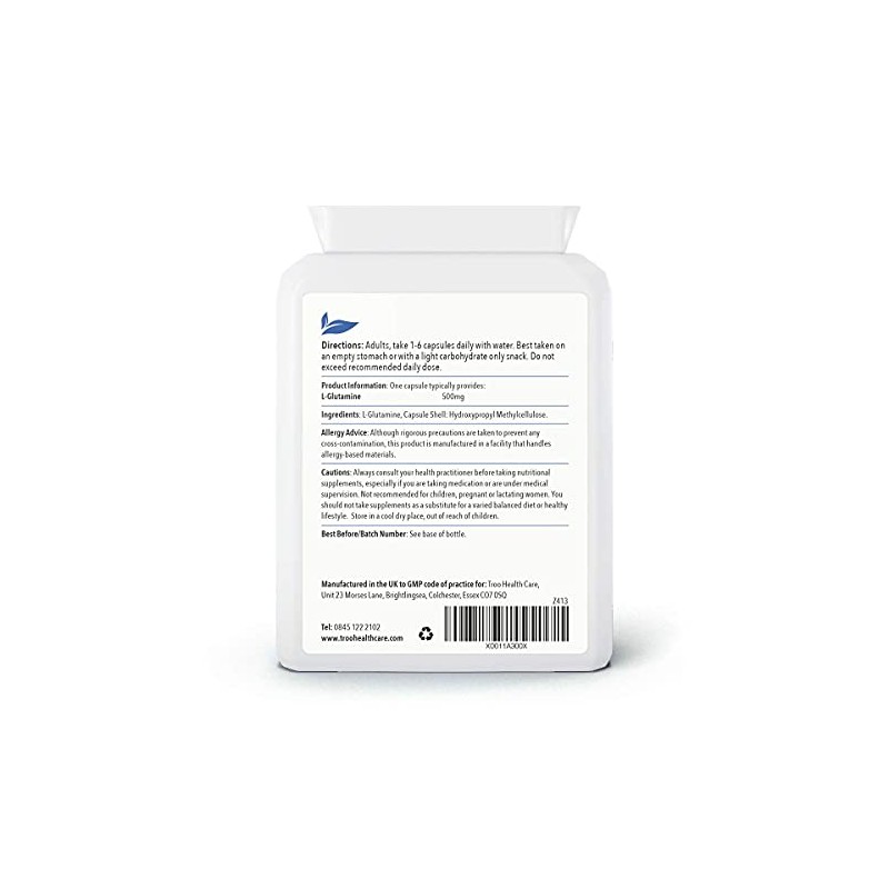 L-Glutamine Supplement (500mg) - 90 High Strength Capsules - Targeted
