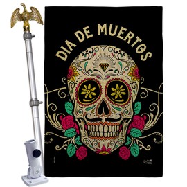 Angeleno Heritage Dia De Muertos Burlap House Flag Eagle Set Fall Day of Dead Los Fiesta Mexican Party Autumntime Decoration Banner Small Garden Yard Gift Double-Sided, Made in USA