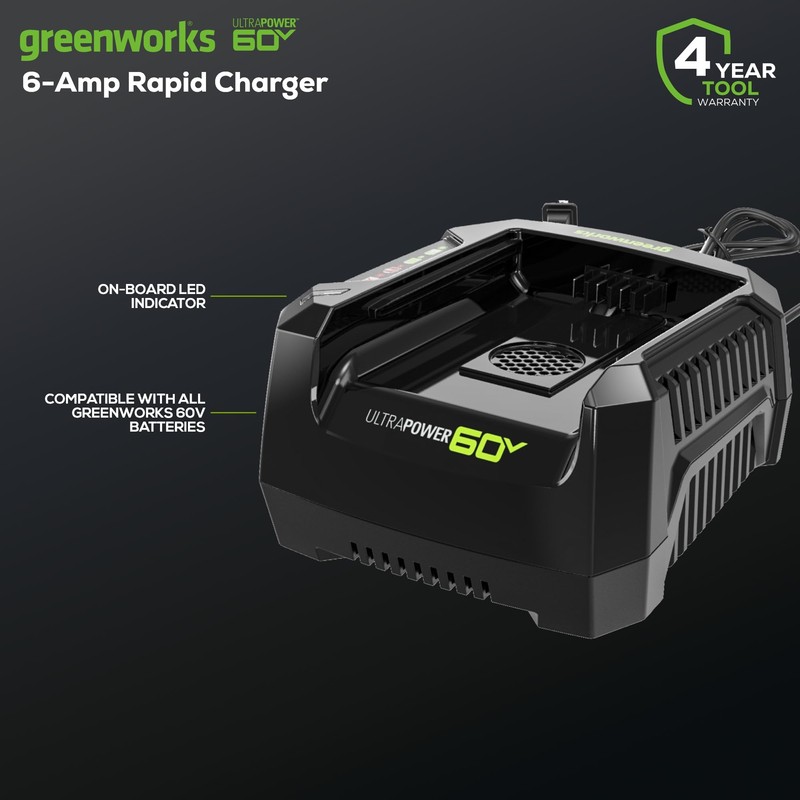 Greenworks Pro 60V Ultra Power 6A Rapid Charger - Works