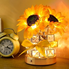 Birthday Gifts for Women Sunflower Decor Table Lamp Flowers Gifts for Mom Grandma from Daughter Son 3 Color Touch Bedside Table Lamp with USB Home Decor for Bedroom Living Room
