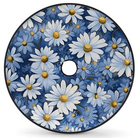 DJYQBFA Spare Tire Cover with Backup Camera Hole Daisy Blue 17inch Wheel Cover Protector Universal Fit for Trailer,RV,Camper,SUV,Truck