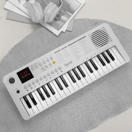 POGOLAB MK1 37 Keys Kids Keyboard Piano, Mini Portable Multi-Function Piano with Excellent Sound Quality, Built-In Speaker & LED Display, Small Electric Music Keyboard Gift for Beginners (White)