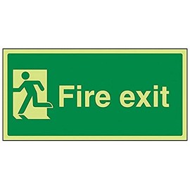 V Safety Glow in the Dark Final Fire Exit Man Left Sign - 300 mm x 150 mm - Rigid Plastic Safety Sign